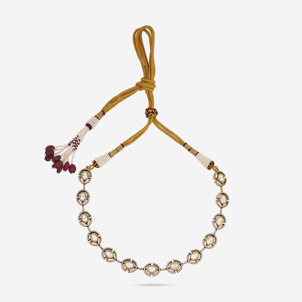 Kundan Polki Necklace Color White Polish Victorian