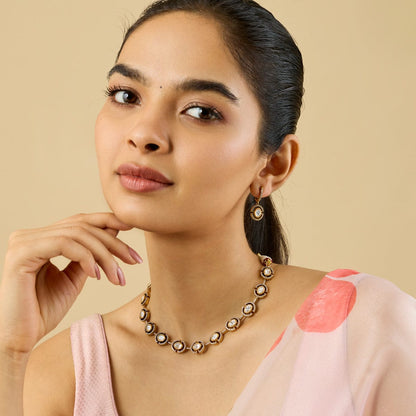 Kundan Polki Necklace Color White Polish Victorian