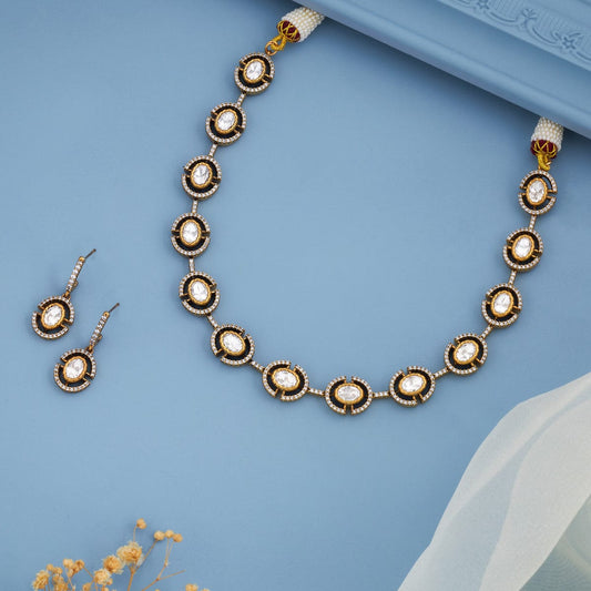 Kundan Polki Necklace Color White Polish Victorian