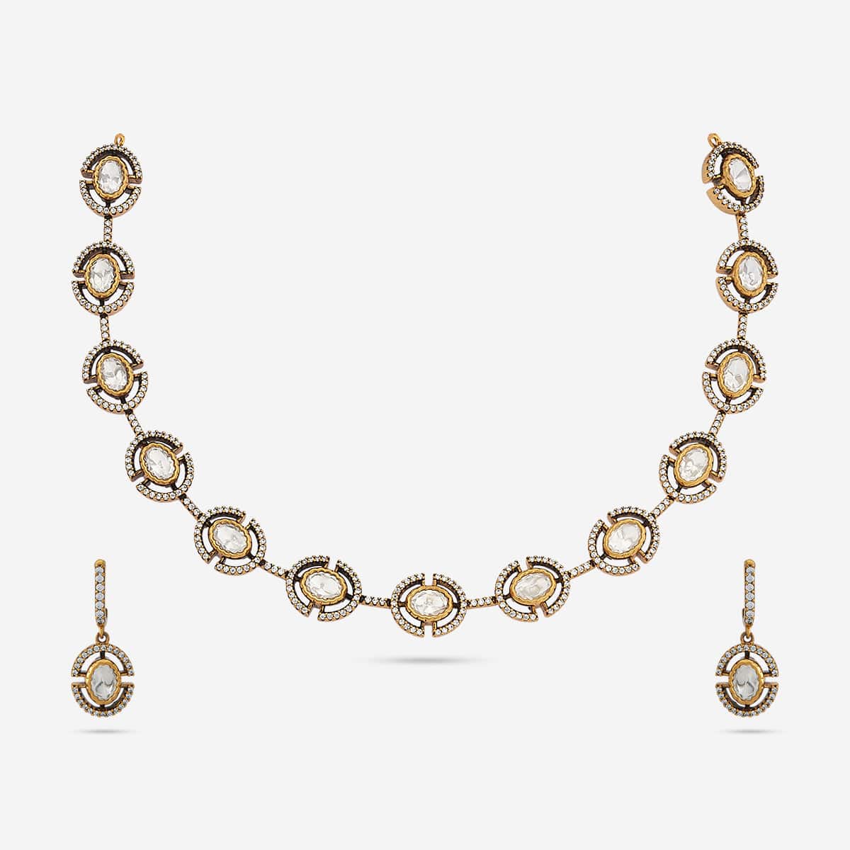 Kundan Polki Necklace Color White Polish Victorian