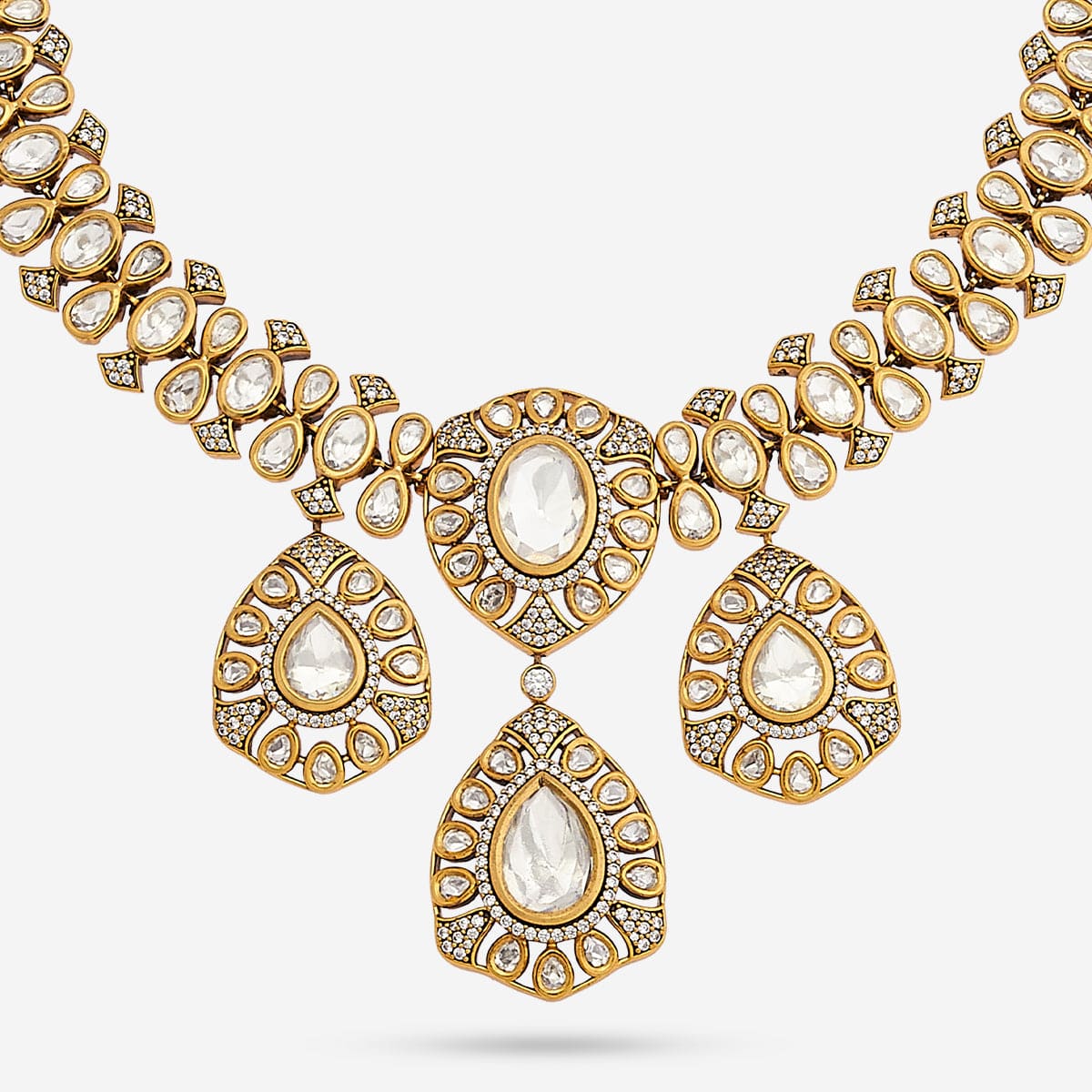 Kundan Polki Necklace Color White Polish Victorian