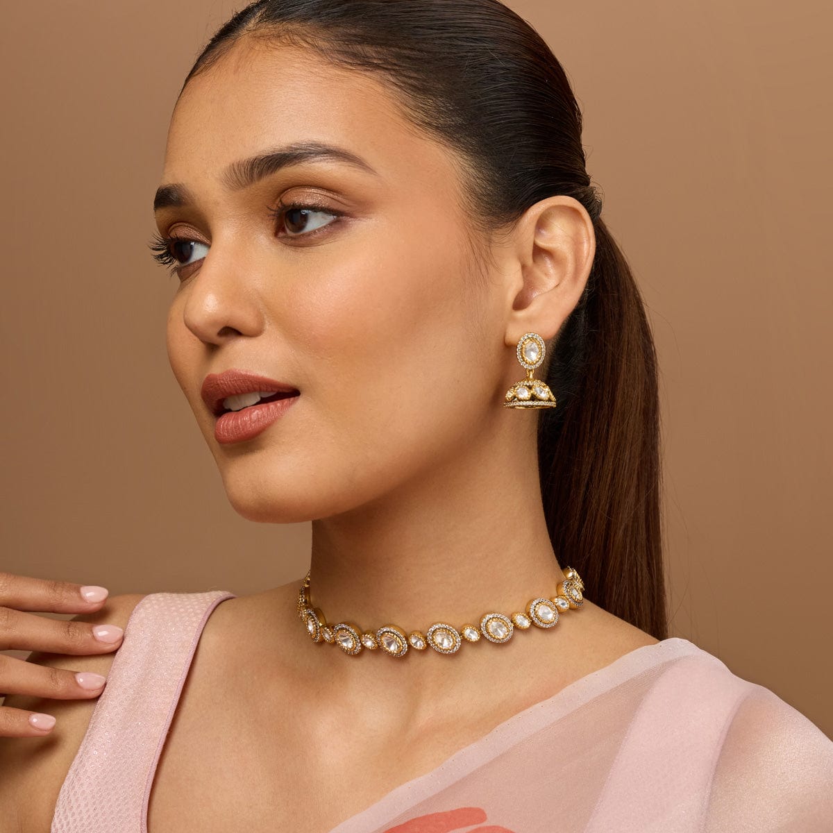 Kundan Polki Necklace Color White Polish Victorian