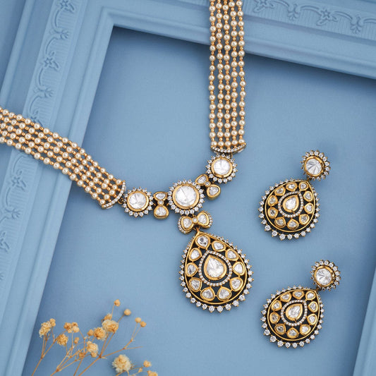 Kundan Polki Necklace Color White Polish Victorian