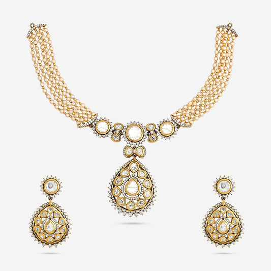 Kundan Polki Necklace Color White Polish Victorian