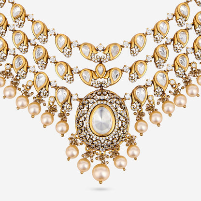 Kundan Polki Necklace Color White Polish Victorian