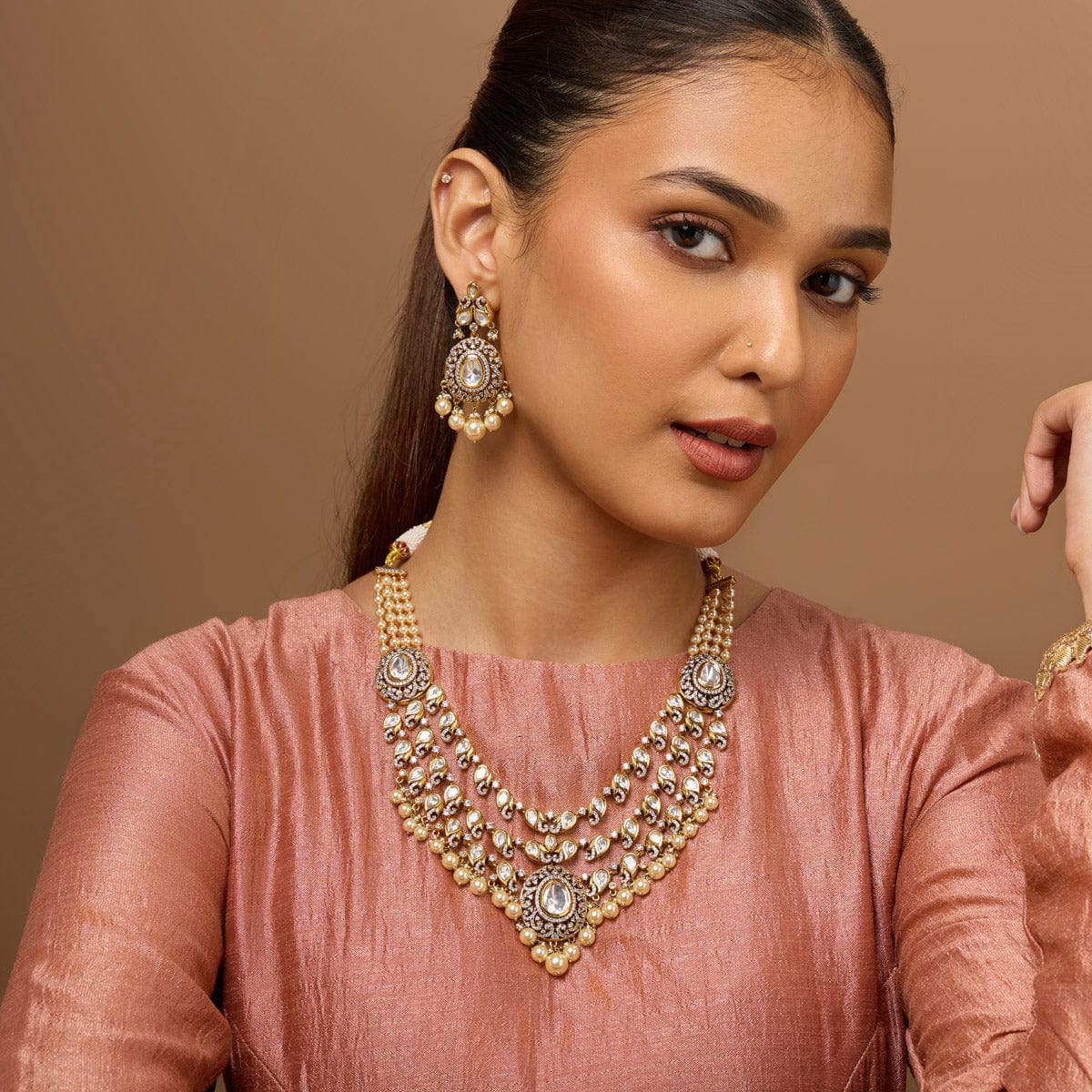 Kundan Polki Necklace Color White Polish Victorian