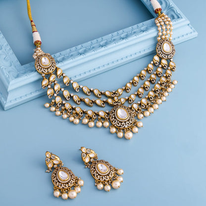 Kundan Polki Necklace Color White Polish Victorian