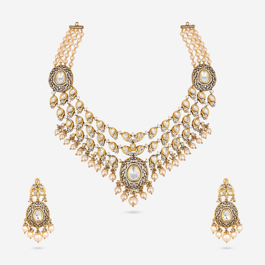 Kundan Polki Necklace Color White Polish Victorian
