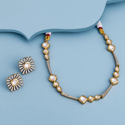 Kundan Polki Necklace Color White Polish Victorian