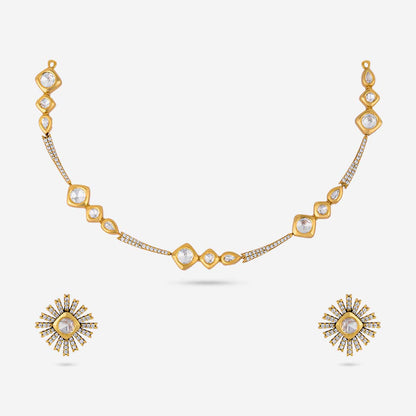 Kundan Polki Necklace Color White Polish Victorian