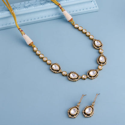 Kundan Polki Necklace Color White Polish Victorian