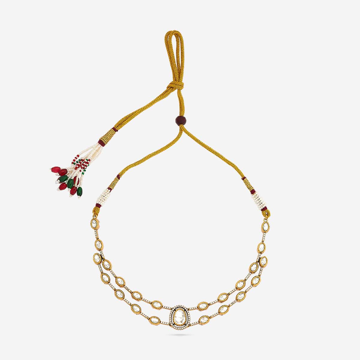 Kundan Polki Necklace Color White Polish Victorian