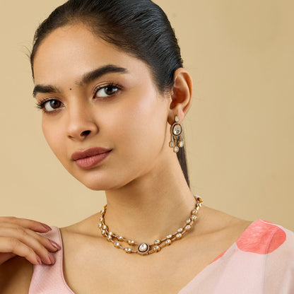 Kundan Polki Necklace Color White Polish Victorian