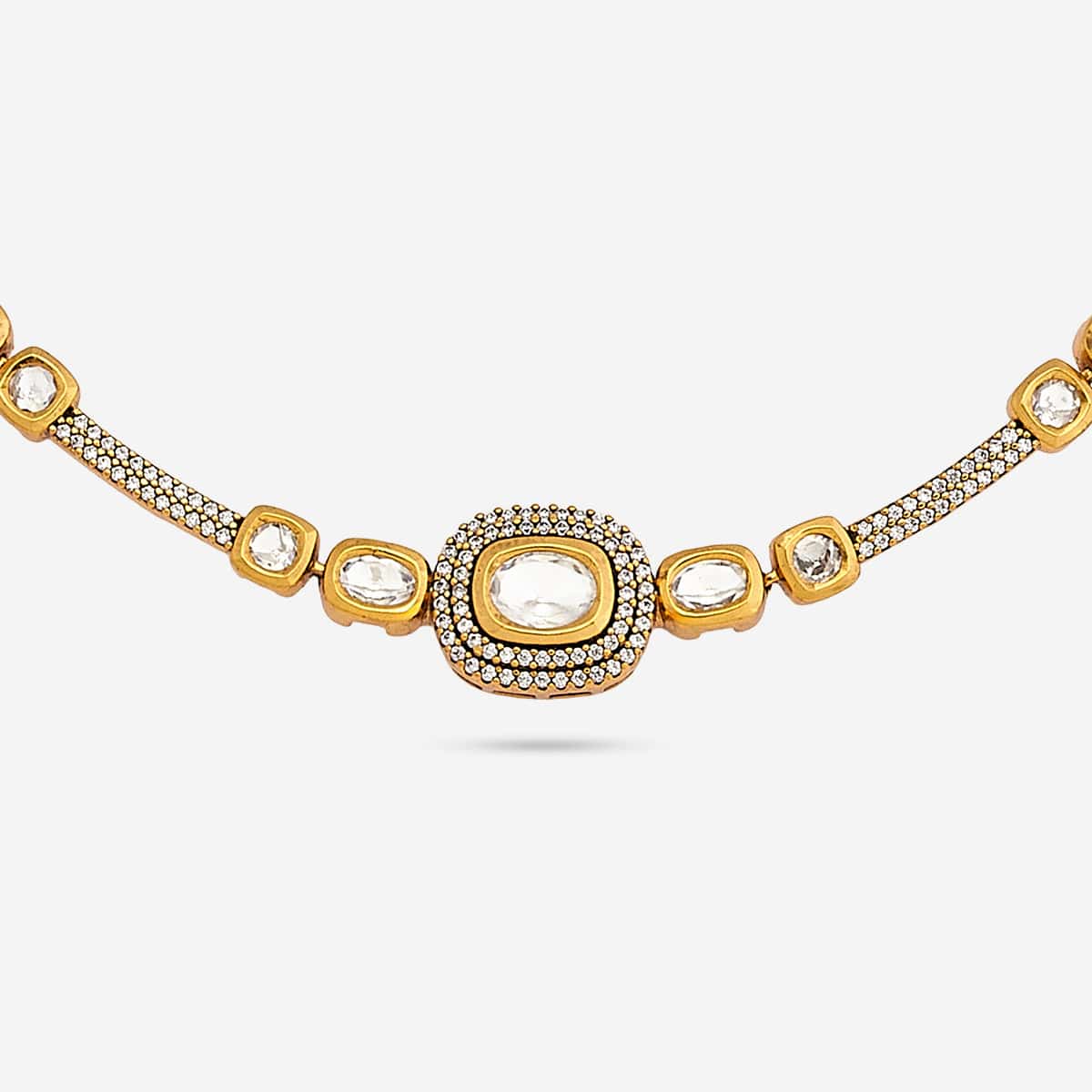 Kundan Polki Necklace Color White Polish Victorian