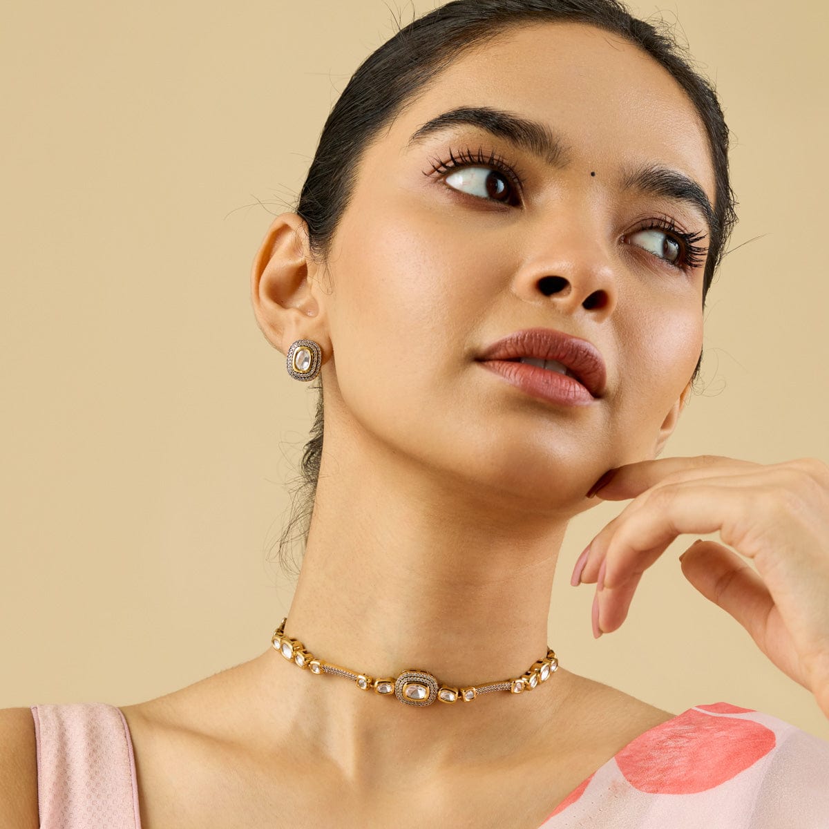 Kundan Polki Necklace Color White Polish Victorian