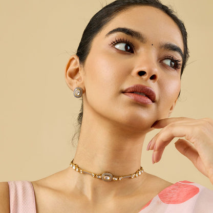 Kundan Polki Necklace Color White Polish Victorian