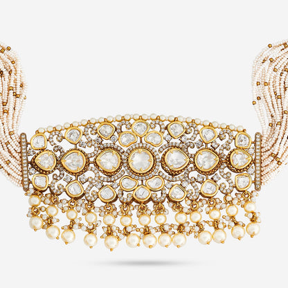 Kundan Polki Necklace Color White Polish Victorian