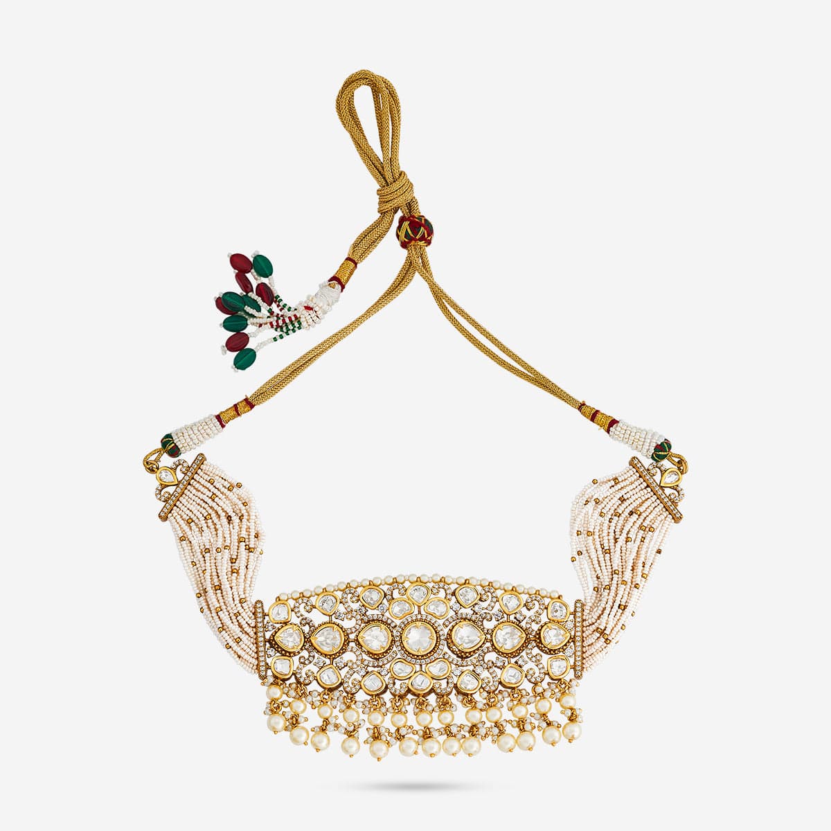 Kundan Polki Necklace Color White Polish Victorian