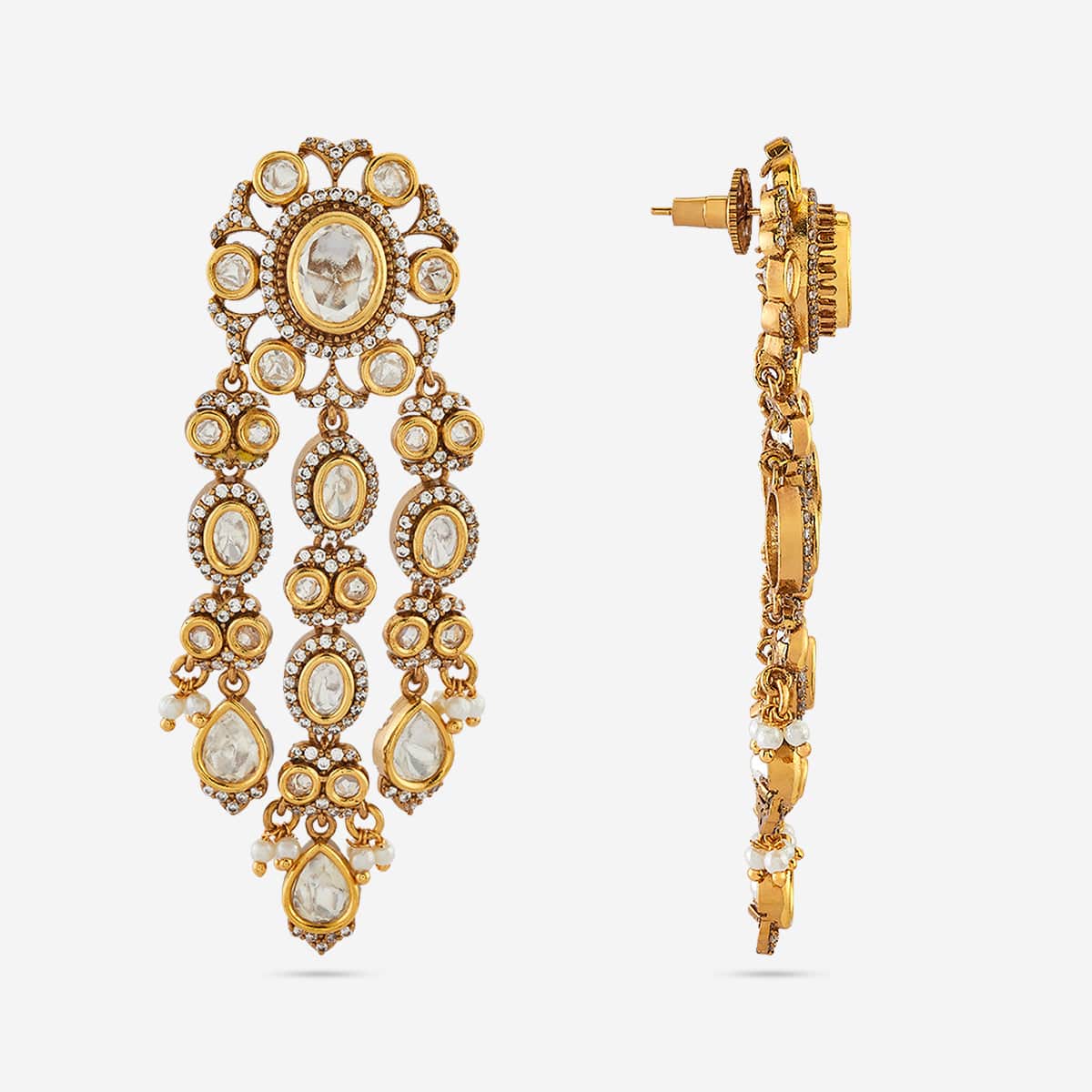 Kundan Polki Necklace Color White Polish Victorian