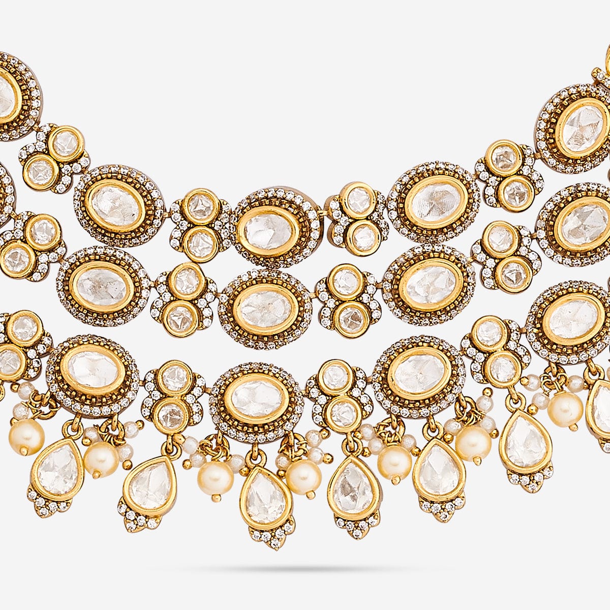 Kundan Polki Necklace Color White Polish Victorian