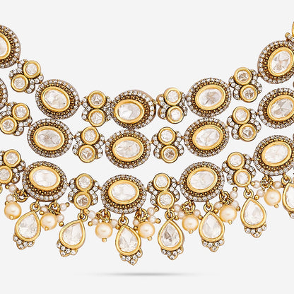 Kundan Polki Necklace Color White Polish Victorian