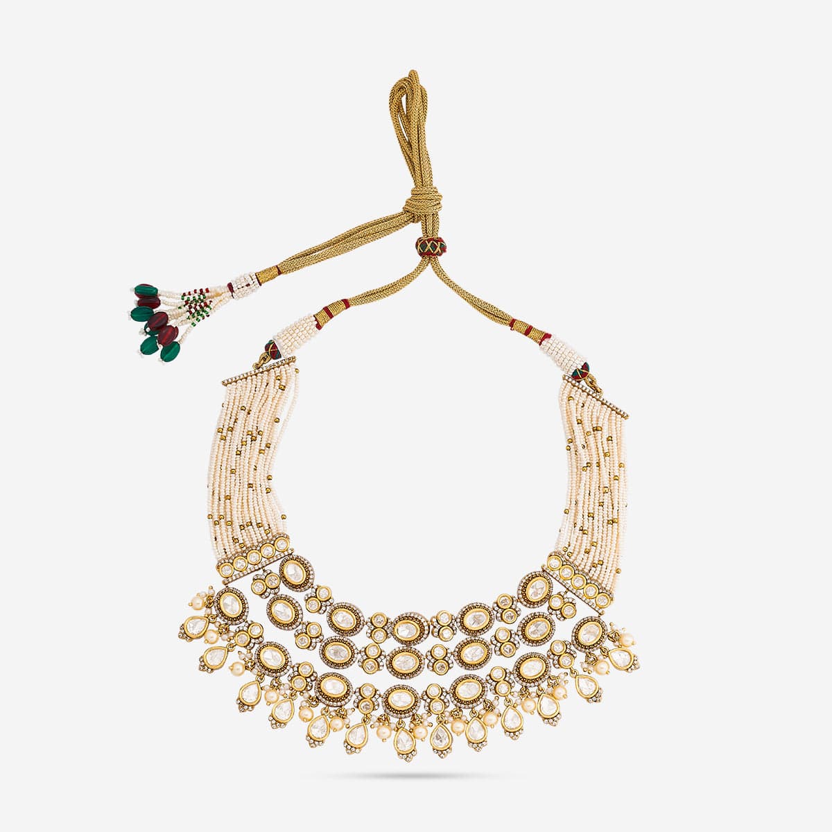Kundan Polki Necklace Color White Polish Victorian