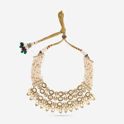Kundan Polki Necklace Color White Polish Victorian