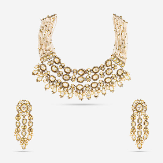 Kundan Polki Necklace Color White Polish Victorian