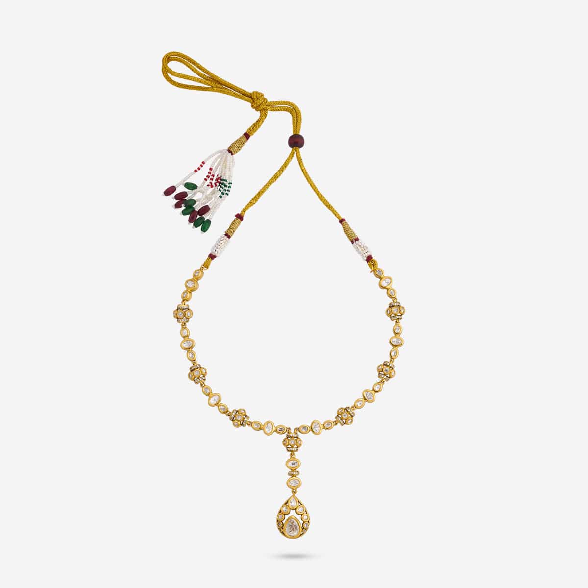 Kundan Polki Necklace Color White Polish Victorian