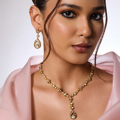 Kundan Polki Necklace Color White Polish Victorian