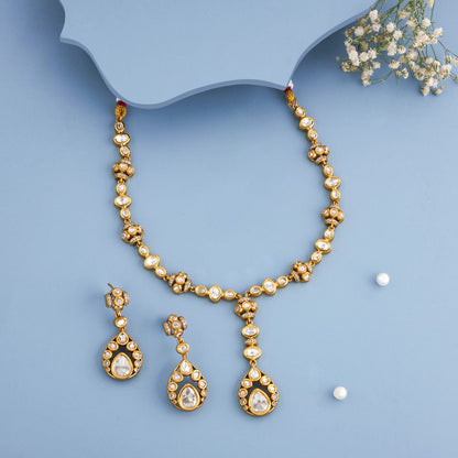 Kundan Polki Necklace Color White Polish Victorian