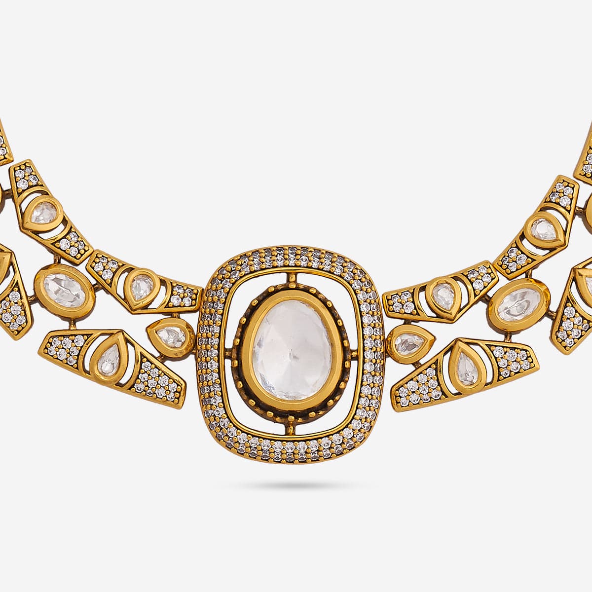 Kundan Polki Necklace Color White Polish Victorian