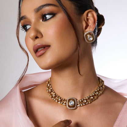 Kundan Polki Necklace Color White Polish Victorian