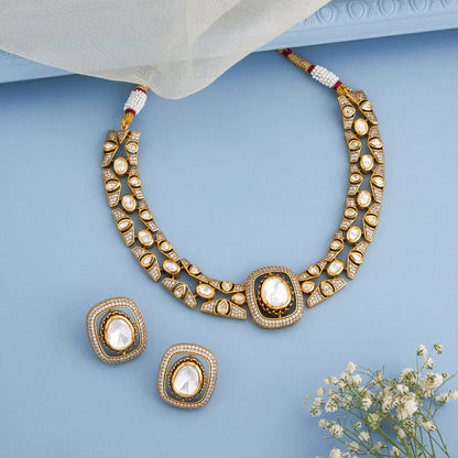 Kundan Polki Necklace Color White Polish Victorian