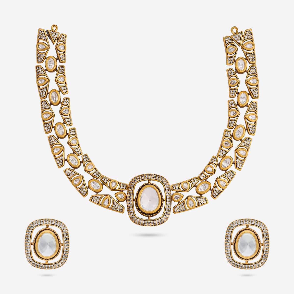 Kundan Polki Necklace Color White Polish Victorian