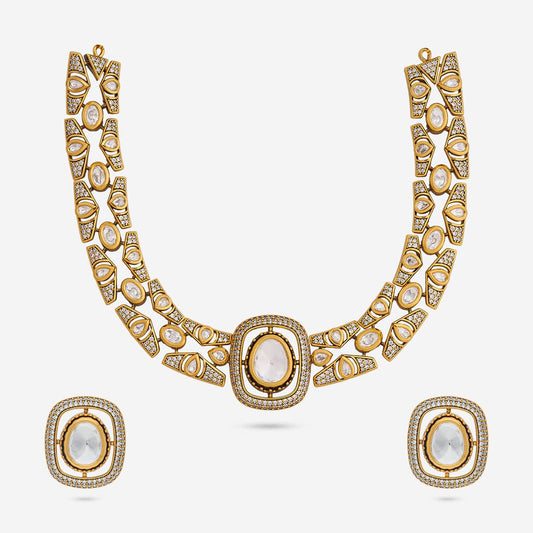 Kundan Polki Necklace Color White Polish Victorian