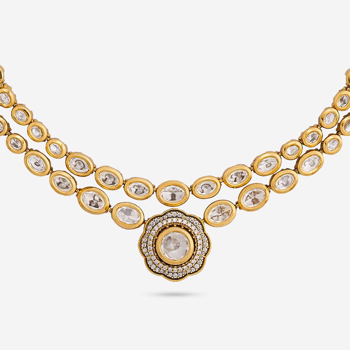 Kundan Polki Necklace Color White Polish Victorian