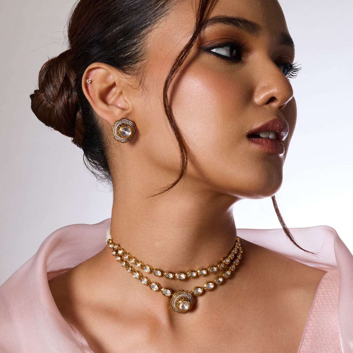 Kundan Polki Necklace Color White Polish Victorian