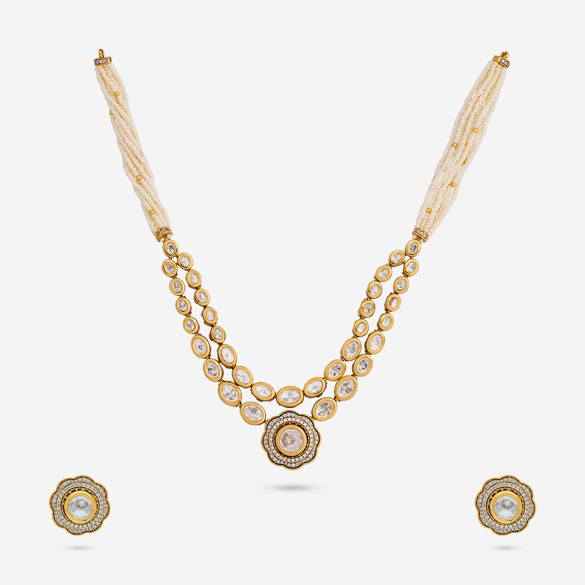 Kundan Polki Necklace Color White Polish Victorian