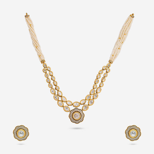 Kundan Polki Necklace Color White Polish Victorian