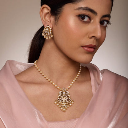 Kundan Polki Necklace Color White Polish Victorian