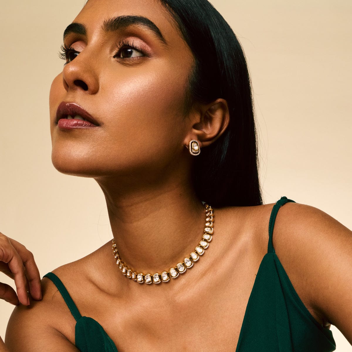 Kundan Polki Necklace Color White Polish Victorian