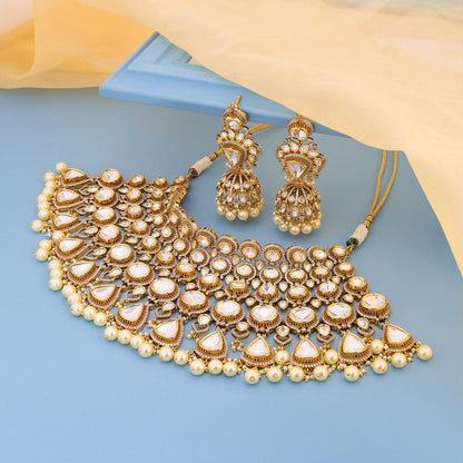 Kundan Polki Necklace Color White Polish Victorian