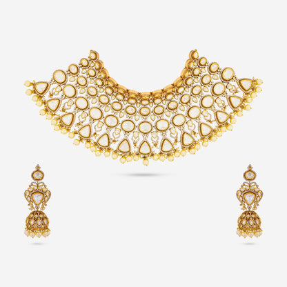 Kundan Polki Necklace Color White Polish Victorian