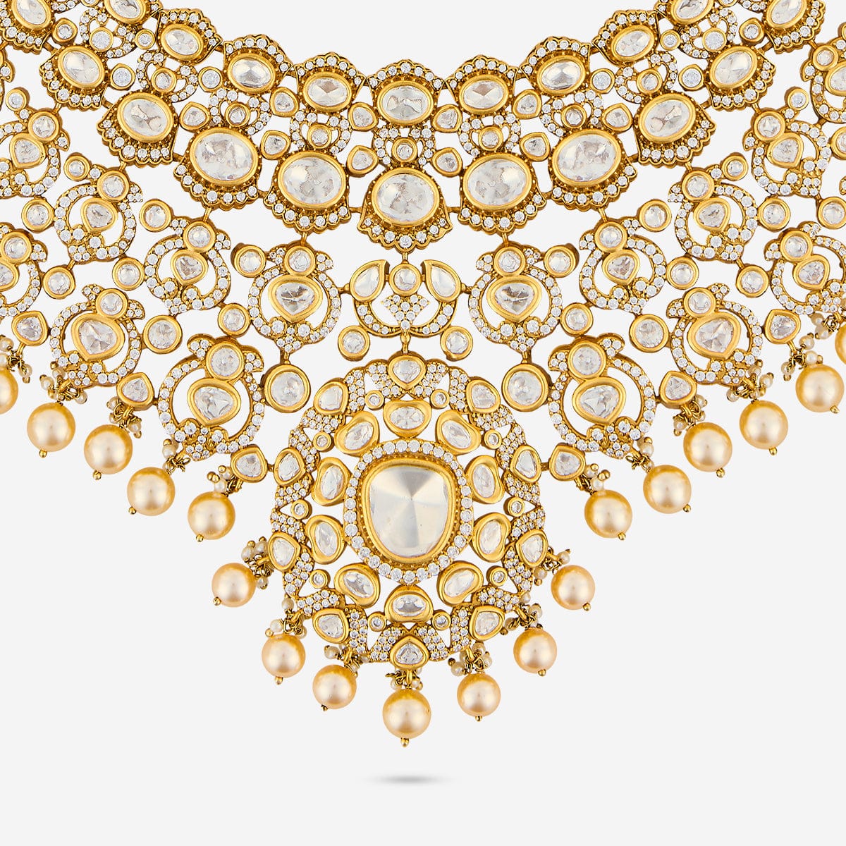 Kundan Polki Necklace Color White Polish Victorian