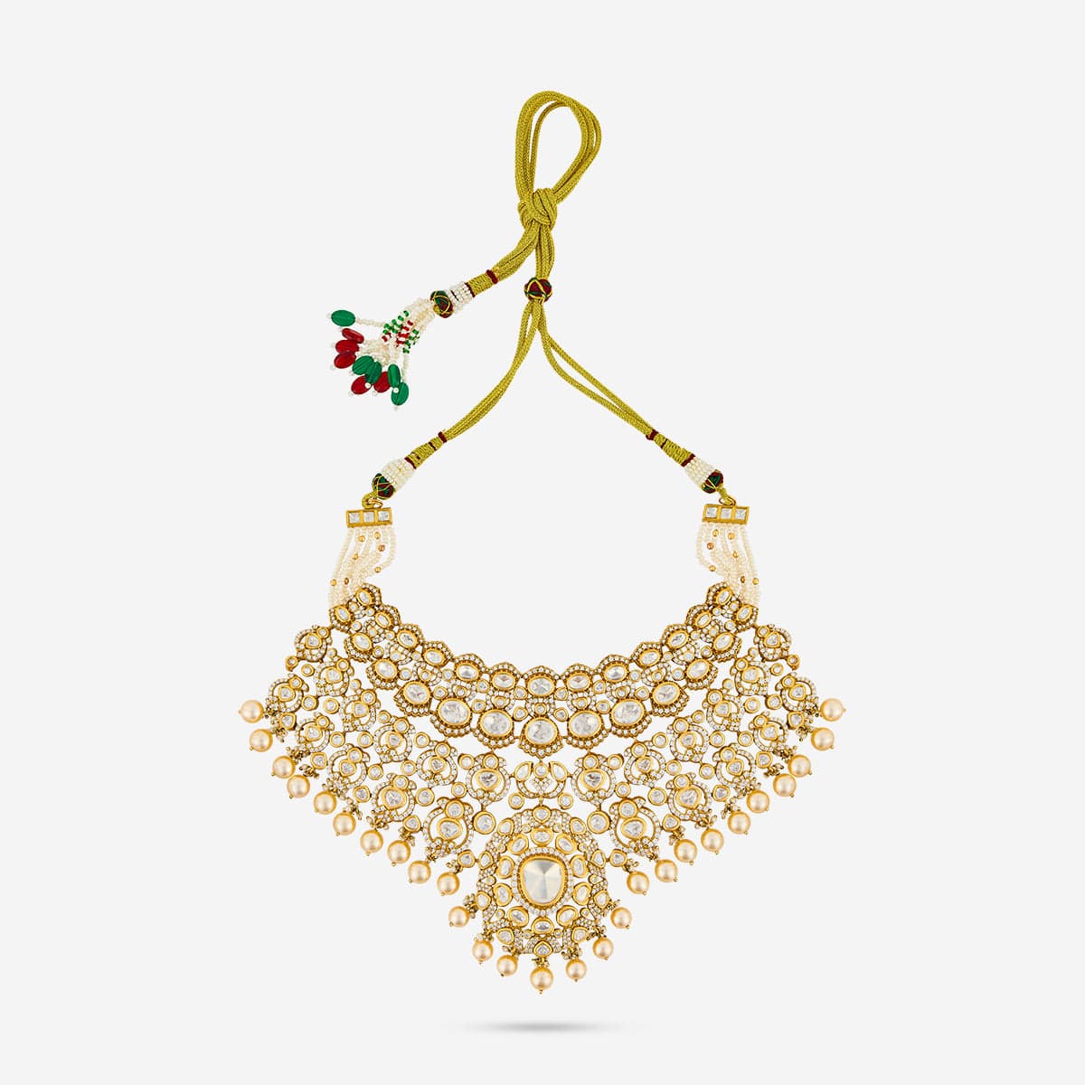 Kundan Polki Necklace Color White Polish Victorian