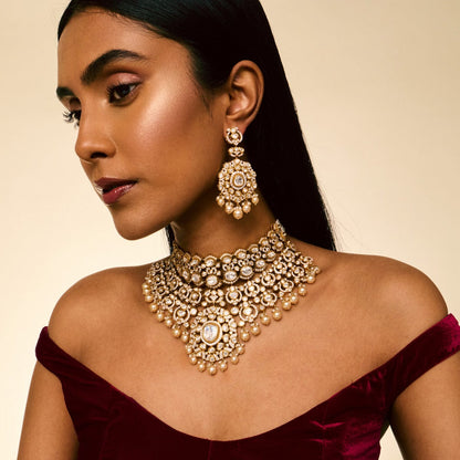 Kundan Polki Necklace Color White Polish Victorian