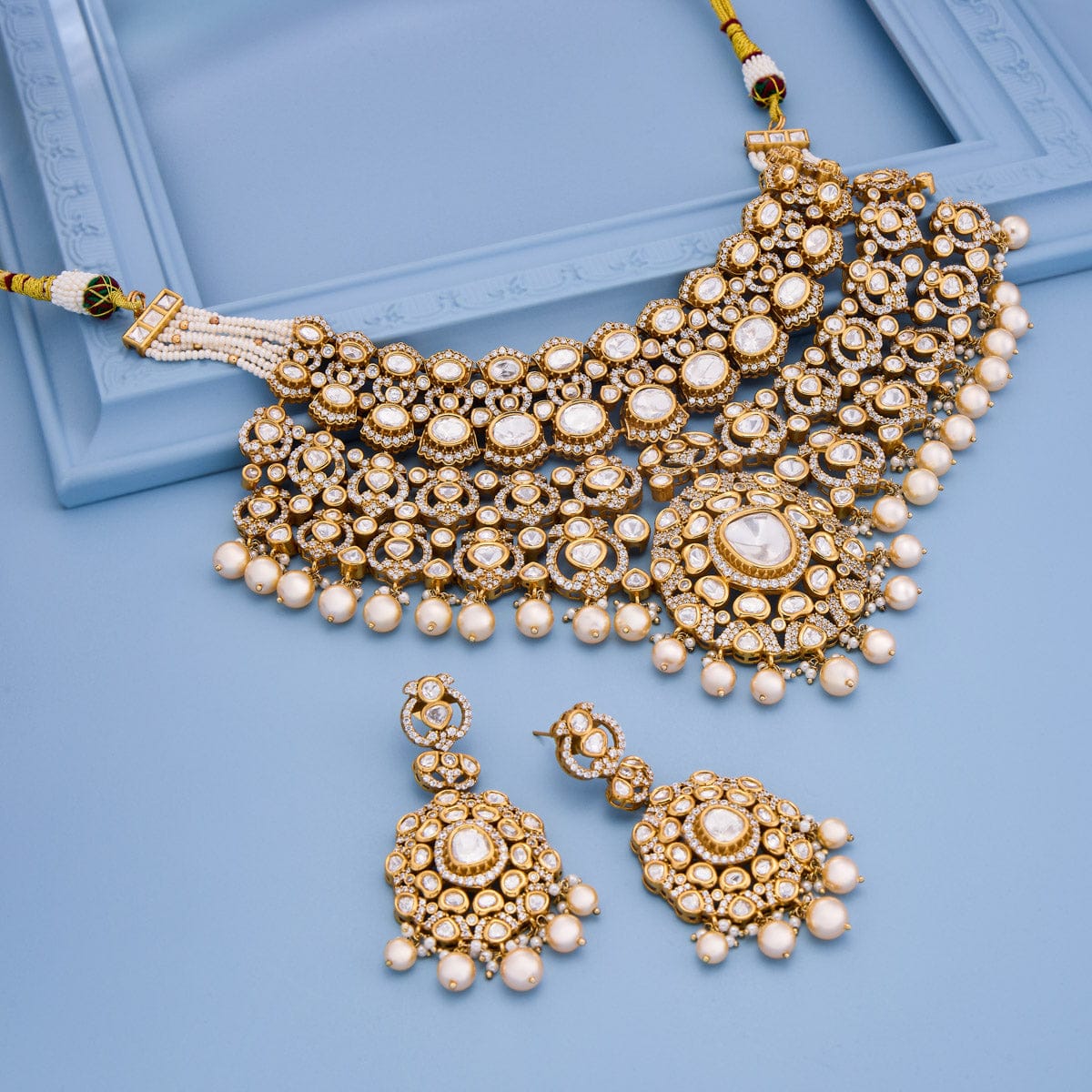 Kundan Polki Necklace Color White Polish Victorian