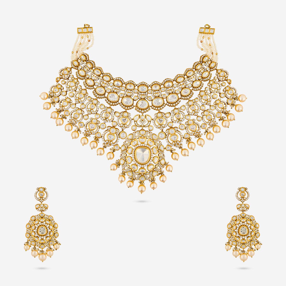 Kundan Polki Necklace Color White Polish Victorian