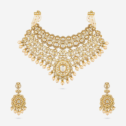 Kundan Polki Necklace Color White Polish Victorian